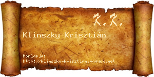 Klinszky Krisztián névjegykártya